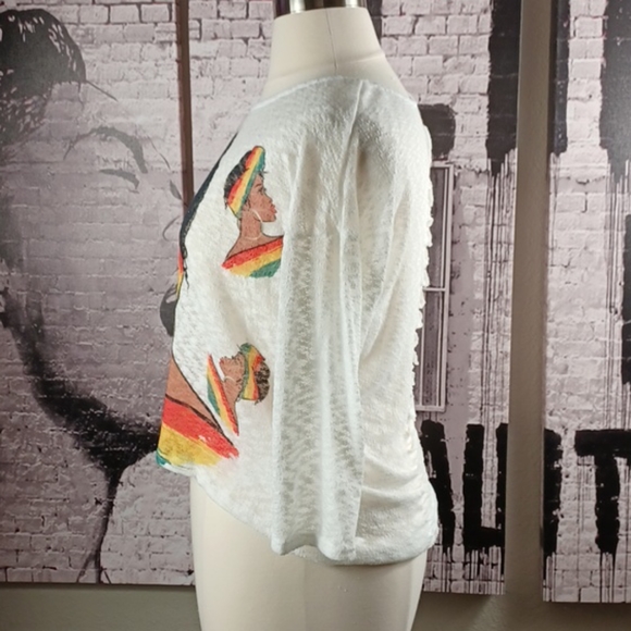 Black Woman Rasta Headband Ripped Back Top - Picture 2 of 4